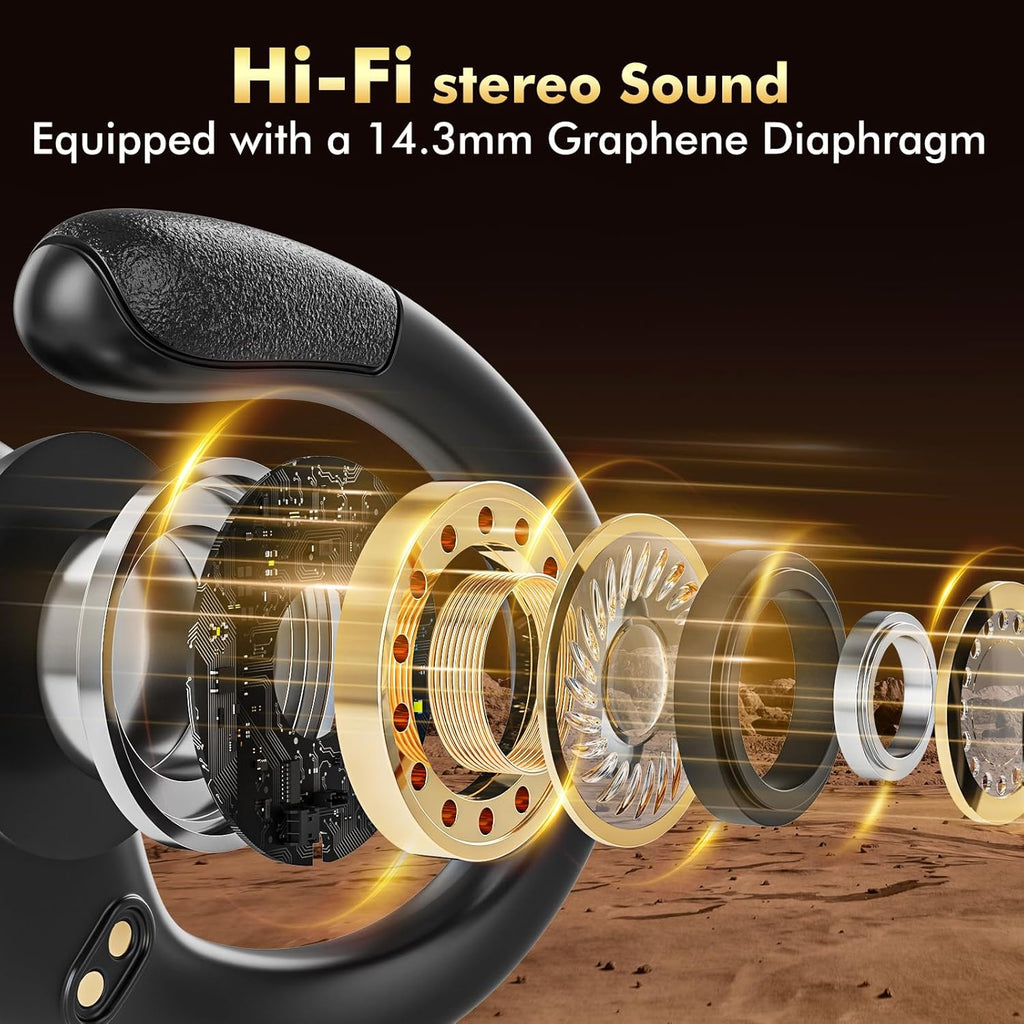 HAOYUYAN Wireless Earbuds, Sports Bluetooth Headphones, 80Hrs Playtime Ear Buds with LED Power Display, Noise Canceling Headset, IPX7 Waterproof Earphones for Workout/Running (Black)